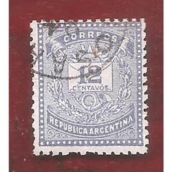 ARGENTINA 1882(53) DIBUJO DE CARTA, TIPOGRAFIA, 12,5 USADA