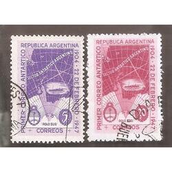 ARGENTINA 1947(485-86) 1ER. CORREO ANTARTICO  USADAS