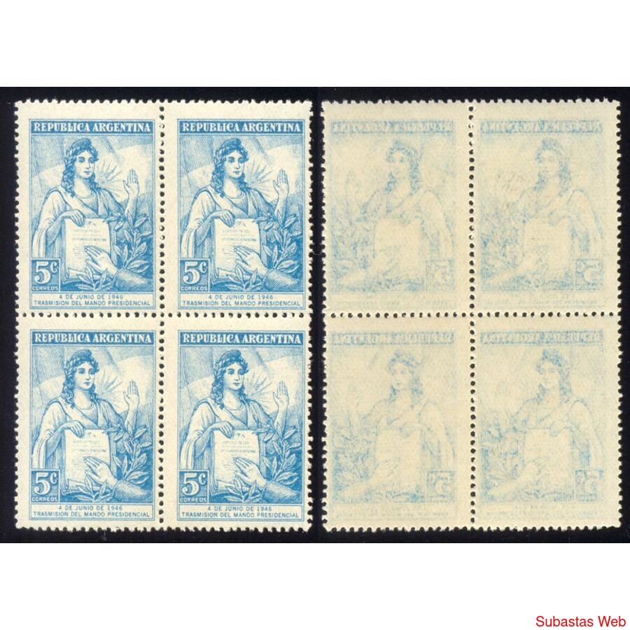 ARGENTINA GJ928 CUADRO MINT RETINTADO TOTAL AL DORSO. LUJO!!