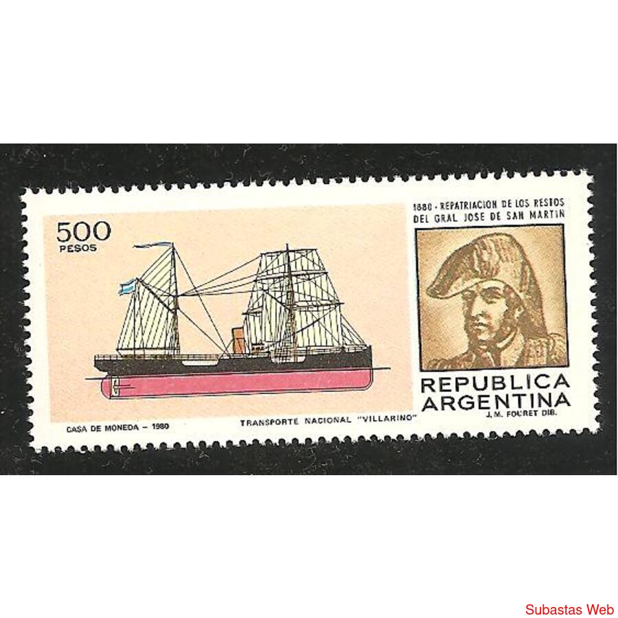 ARGENTINA 1980(1218) REPATRIACION RESTOS SAN MARTIN MINT