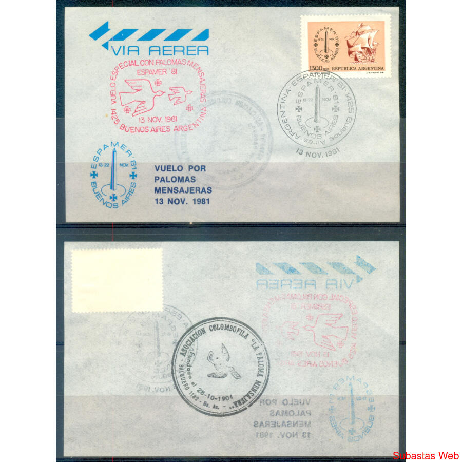 ARGENTINA TARJETA VUELO ESPECIAL POR PALOMA MENSAJERA. RARA!