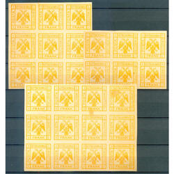 ALBANIA 1921 ESTAMPILLA NO AUTORIZADA. 3 BLOQUES SIN DENTAR!