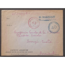 ESPECTACULAR SOBRE CORREO DEL EJERCITO A CURUZÚ CUATIÁ. RARO