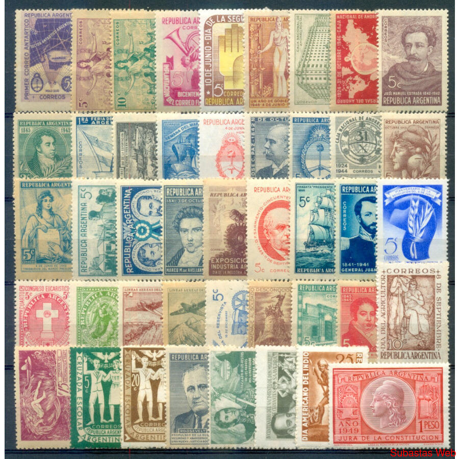 ARGENTINA 1935. LOTE DE 44 ESTAMPILLAS NUEVAS U$ 60.00