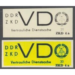 ALEMANIA DDR 2 ENSAYOS/PRUEBA COLOR ETIQUETAS CORREO OFICIAL