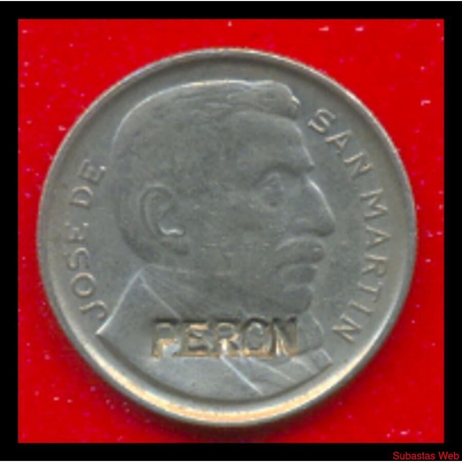 ARGENTINA 1952 MONEDA ORIGINAL ESTAMPADO *PERON* CURIOSIDAD!