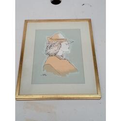 Cuadro Raúl Soldi 1990 (28x33cm) sombrero