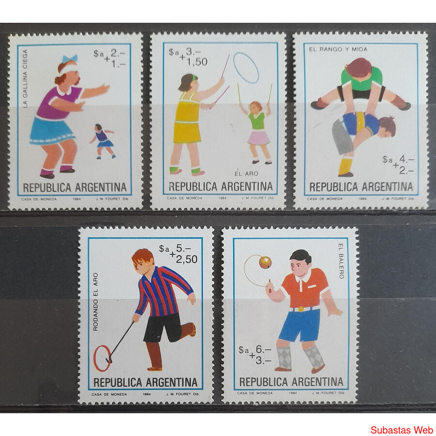 ARGENTINA GJ2161/2165. JUEGOS INFANTILES. SERIE MINT U$ 3.10