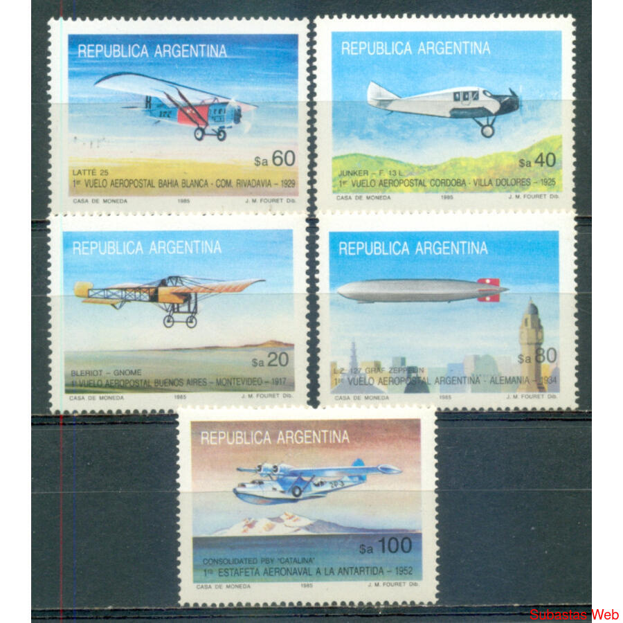 ARGENTINA GJ2197/2200 AVIACIÓN SERIE COMPLETA MINT U$3.00
