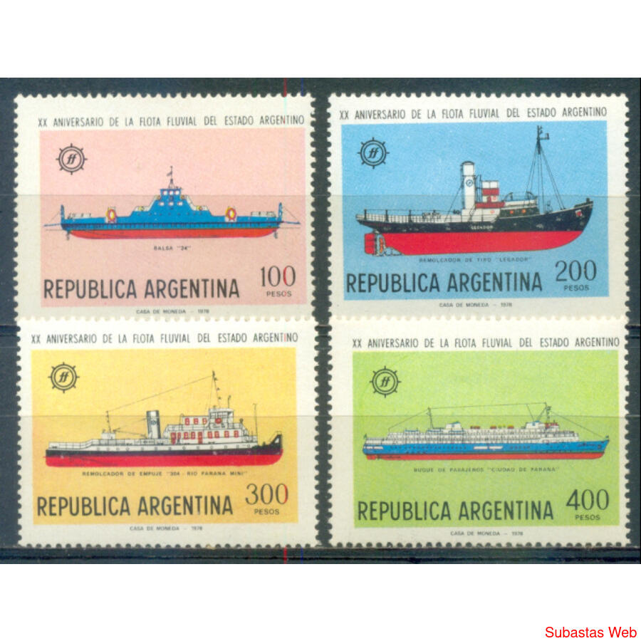 ARGENTINA GJ1830/1833 FLOTA FLUVIAL SERIE MINT U$2.60