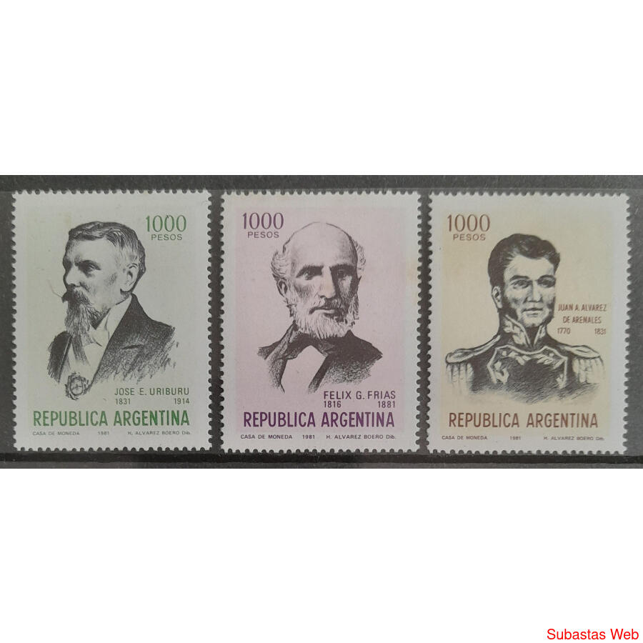 ARGENTINA GJ1987 / 1989 *PRÓCERES ARGENTINOS*. SERIE MINT