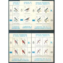 ARGENTINA GJHB28 /HB32. AVES LOTE DE 5 BLOQUES MINT. U$35.00