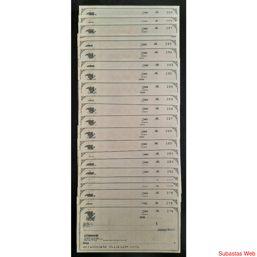 USA. LOTE DE 25 CHEQUES NUEVOS SIN USAR Y CONSECUTIVOS. @1