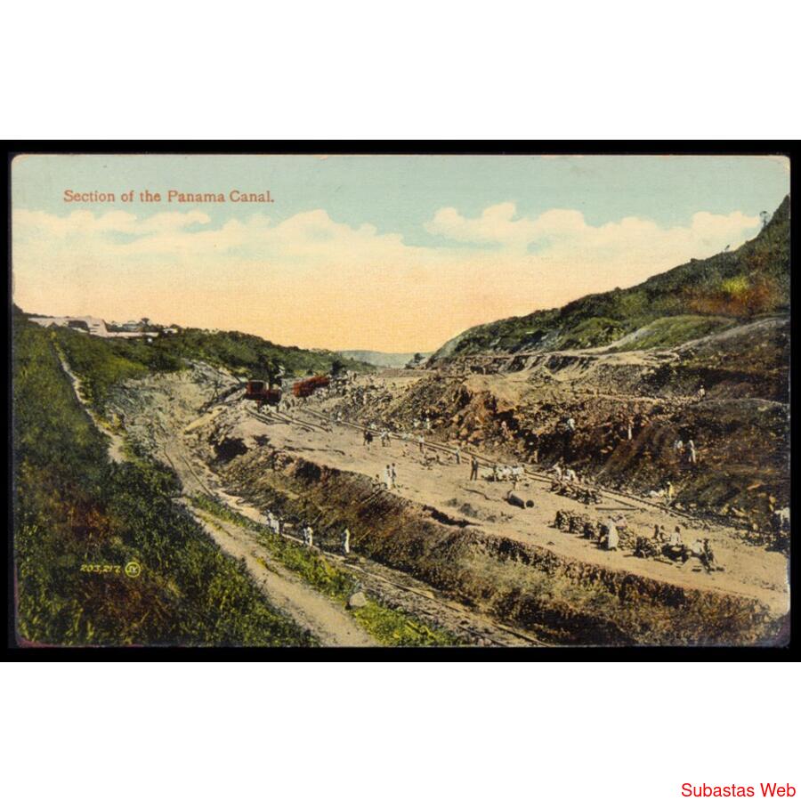 1900 FABULOSA POSTAL DE LA CONSTRUCCIÓN DEL CANAL DE PANAMÁ