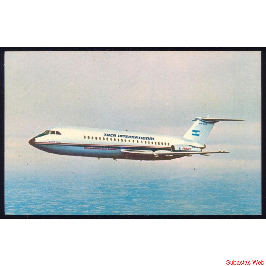 TACA AIRLINES  RARA y ANTIGUA POSTAL DEL JET BAC ONE-ELEVEN