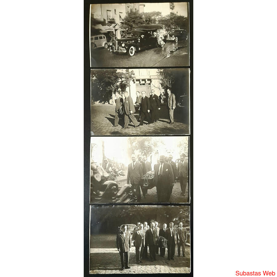 COLECCIÓN DE 4 FOTOS DE FUNERAL DE PERSONALIDAD EXTRANJERA