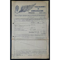 ARGENTINA1951 RARISIMA PÓLIZA DE SEGUROS PARA PILOTO AVIADOR