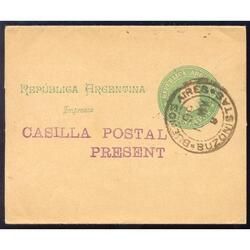 ARGENTINA 1889. FAJA POSTAL GJFAJ27 MATASELLO **BUZONISTA**