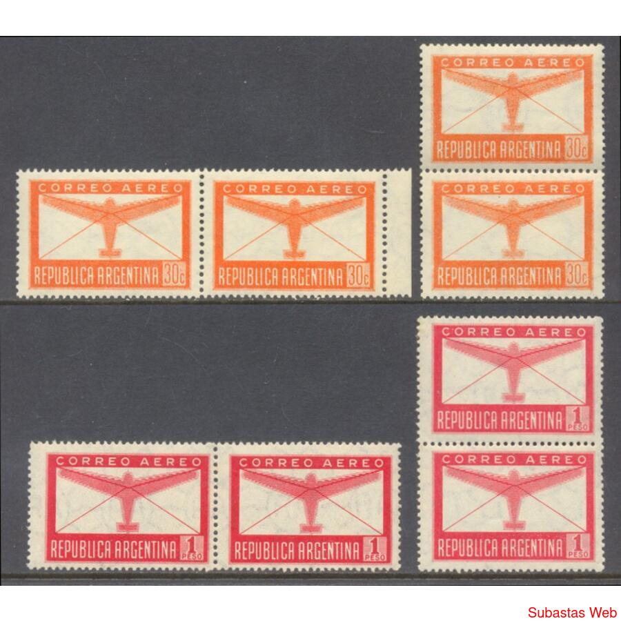 ARGENTINA GJ858 + 861 PAREJAS MINT CON FILIGRANAS INVERTIDAS