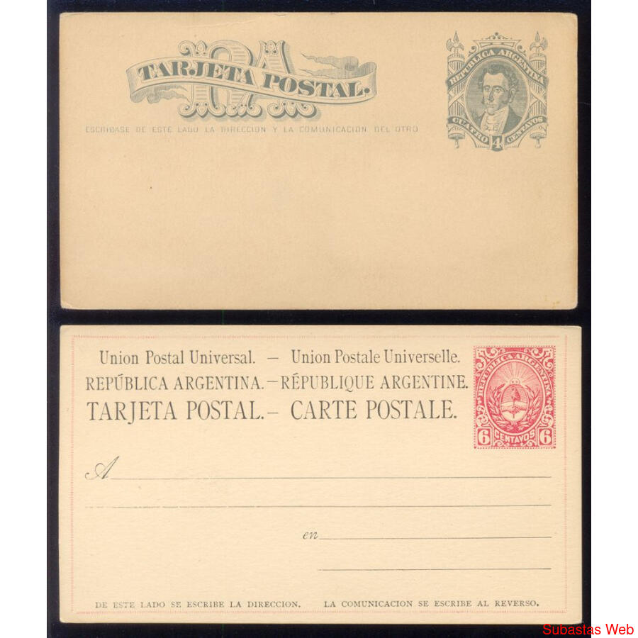 ARGENTINA 1878/ 79 ENTEROS GJTAR1 + GJTAR3 MINT, LUJO U$8.00